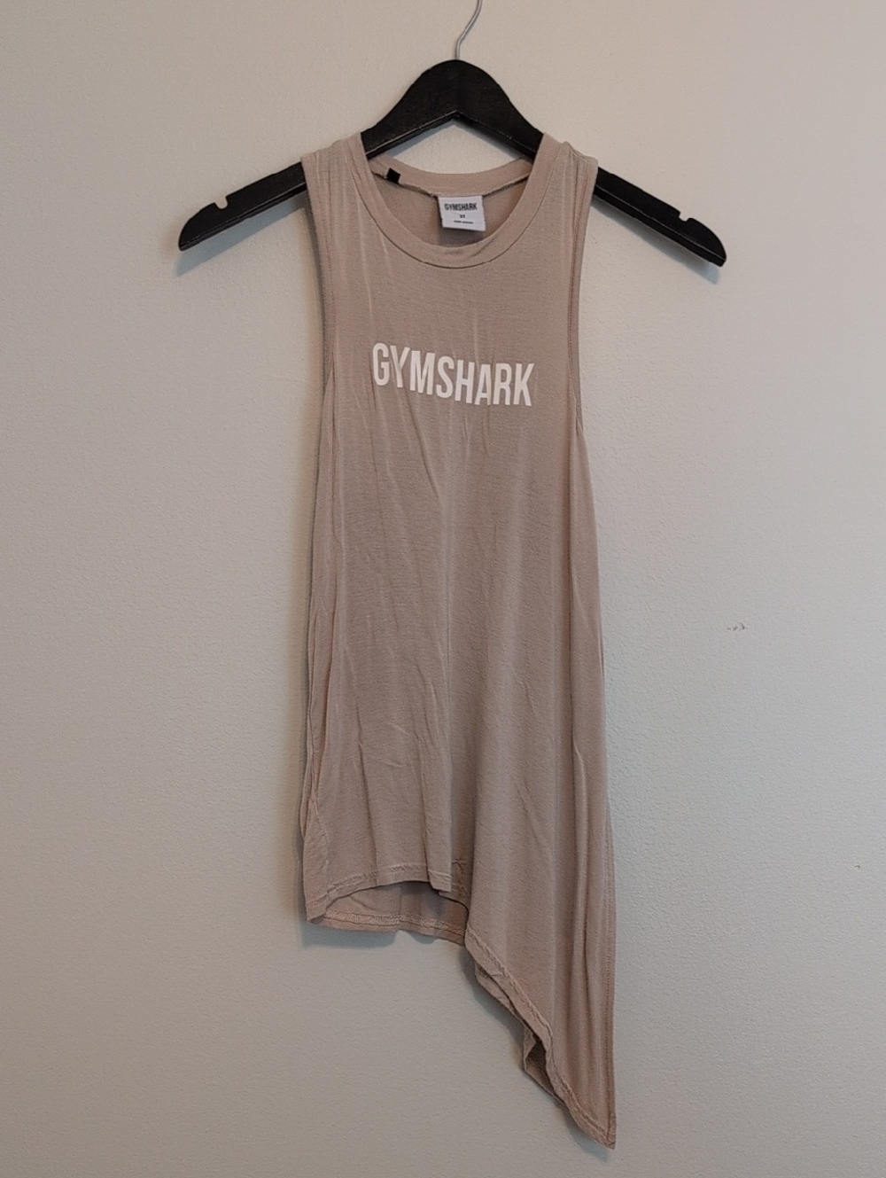 Gymshark Beige Side Tie Muscle Tank with White Logo